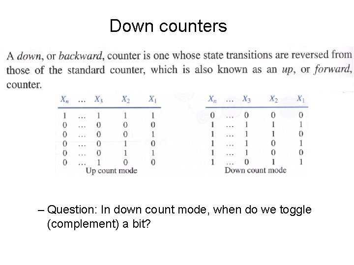 Down counters – Question: In down count mode, when do we toggle (complement) a Down counters – Question: In down count mode, when do we toggle (complement) a