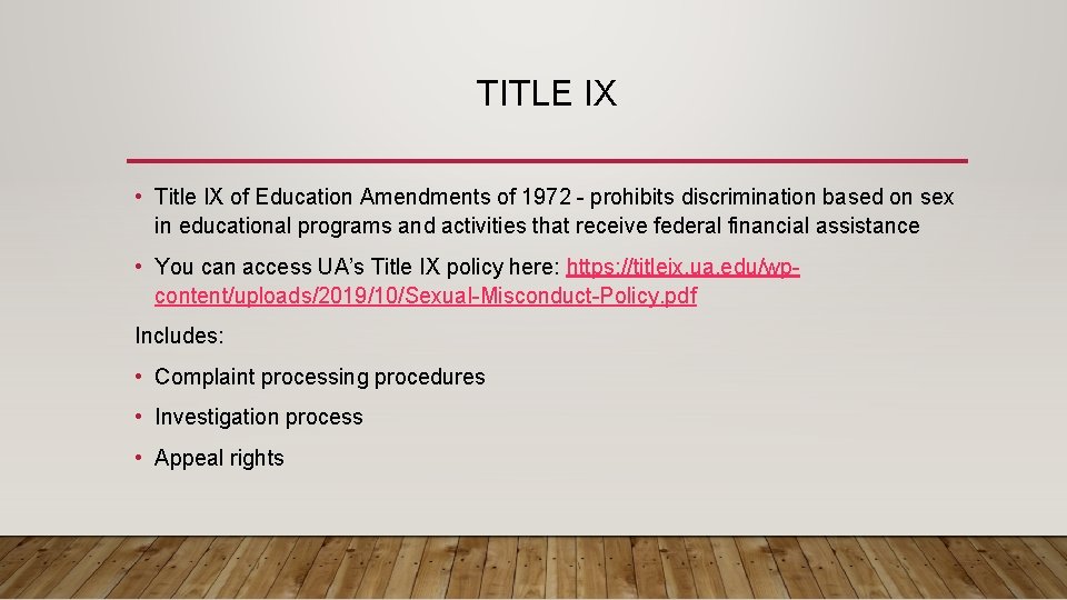 TITLE IX • Title IX of Education Amendments of 1972 - prohibits discrimination based