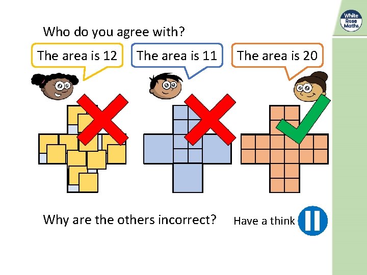 Who do you agree with? The area is 12 The area is 11 Why