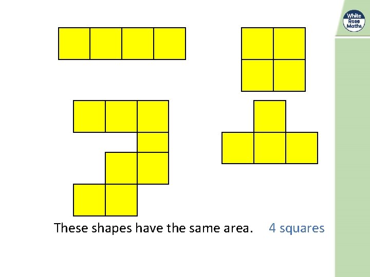 These shapes have the same area. 4 squares 