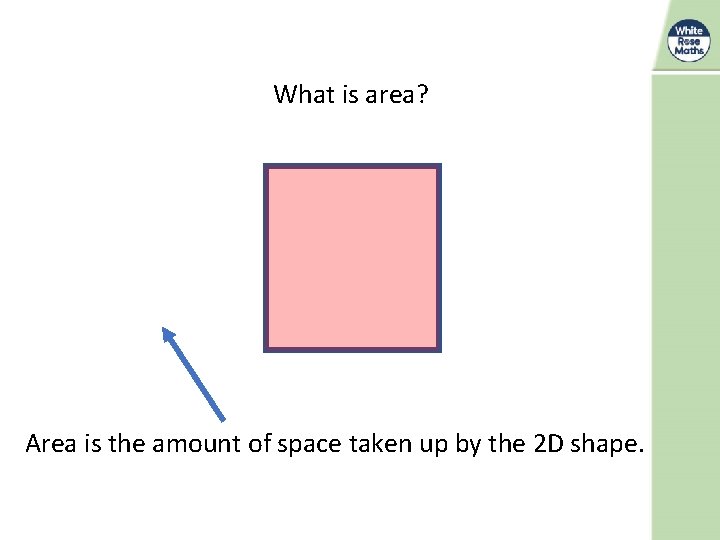 What is area? Area is the amount of space taken up by the 2