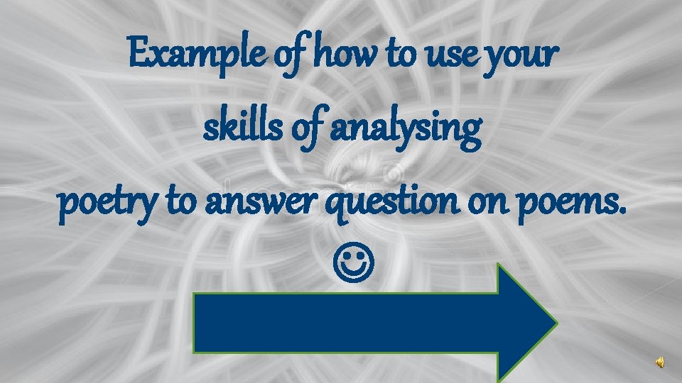 Example of how to use your skills of analysing poetry to answer question on