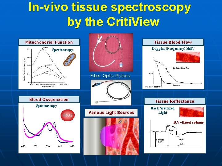 In-vivo tissue spectroscopy by the Criti. View Tissue Blood Flow Mitochondrial Function Doppler (Frequency)