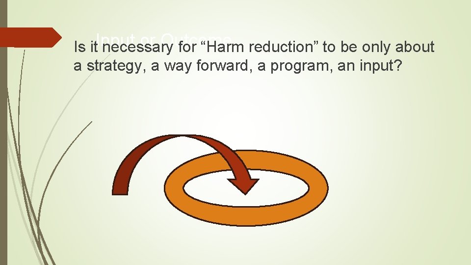 or Outcome Is it. Input necessary for “Harm reduction” to be only about a