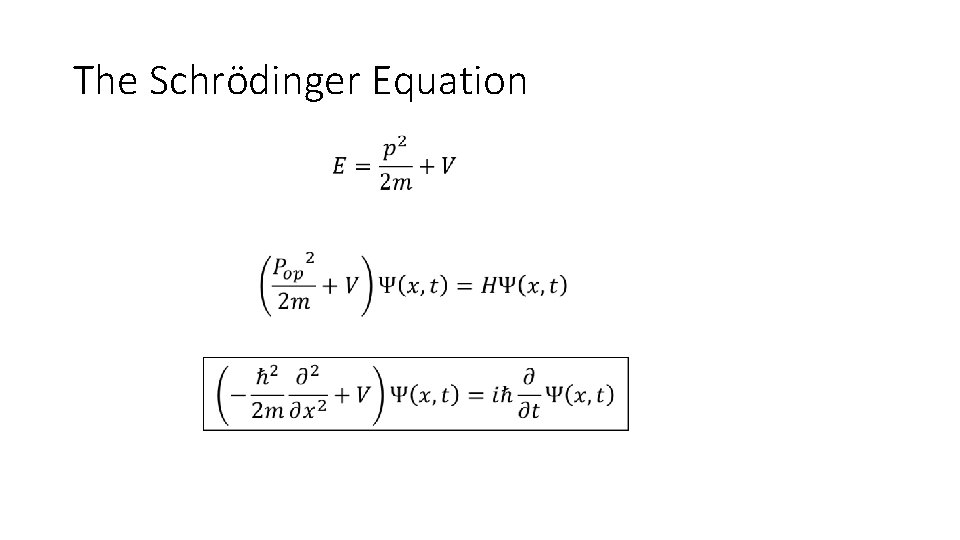 The Schrödinger Equation 