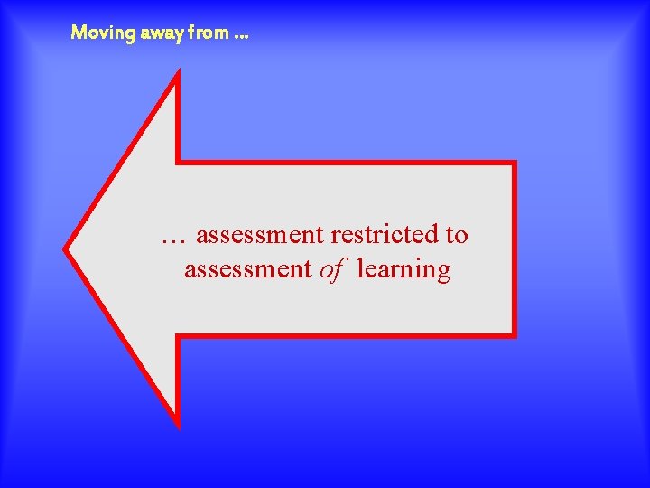 Moving away from … … assessment restricted to assessment of learning 