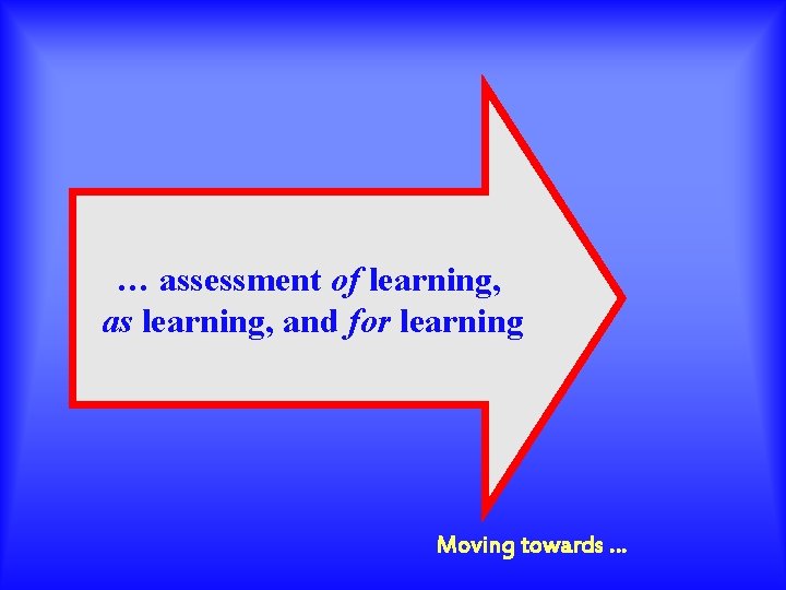 … assessment of learning, as learning, and for learning Moving towards … 