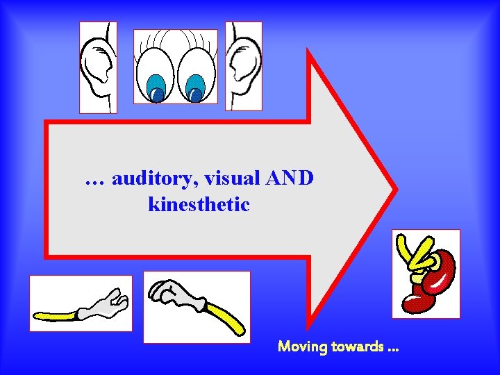 … auditory, visual AND kinesthetic Moving towards … 