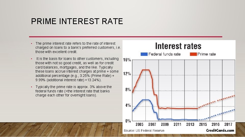 PRIME INTEREST RATE • The prime interest rate refers to the rate of interest