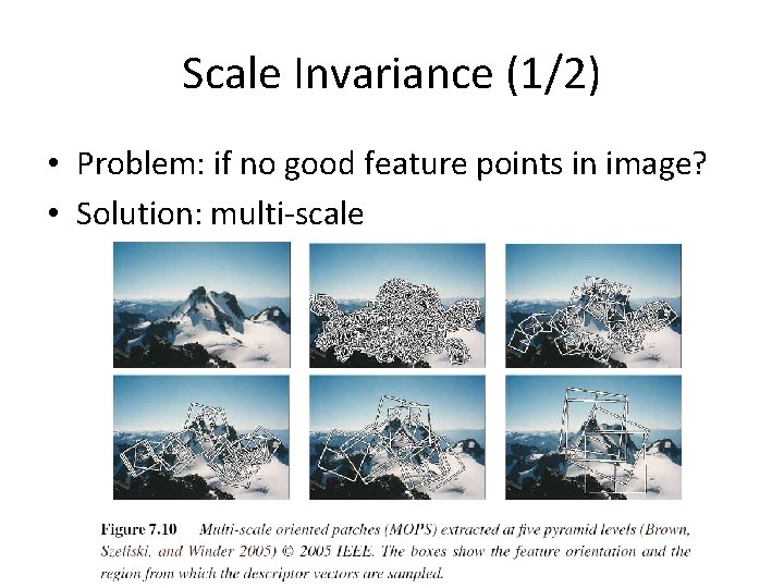 Scale Invariance (1/2) • Problem: if no good feature points in image? • Solution: