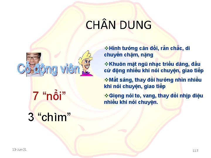 CH N DUNG v. Hình tướng cân đối, rắn chắc, di chuyển chậm, nặng