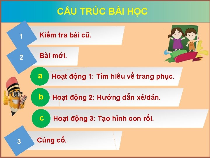 CẤU TRÚC BÀI HỌC 1 Kiểm tra bài cũ. 2 Bài mới. 3 a