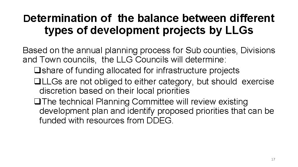 Determination of the balance between different types of development projects by LLGs Based on Determination of the balance between different types of development projects by LLGs Based on