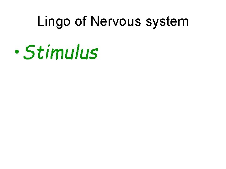 Lingo of Nervous system • Stimulus 