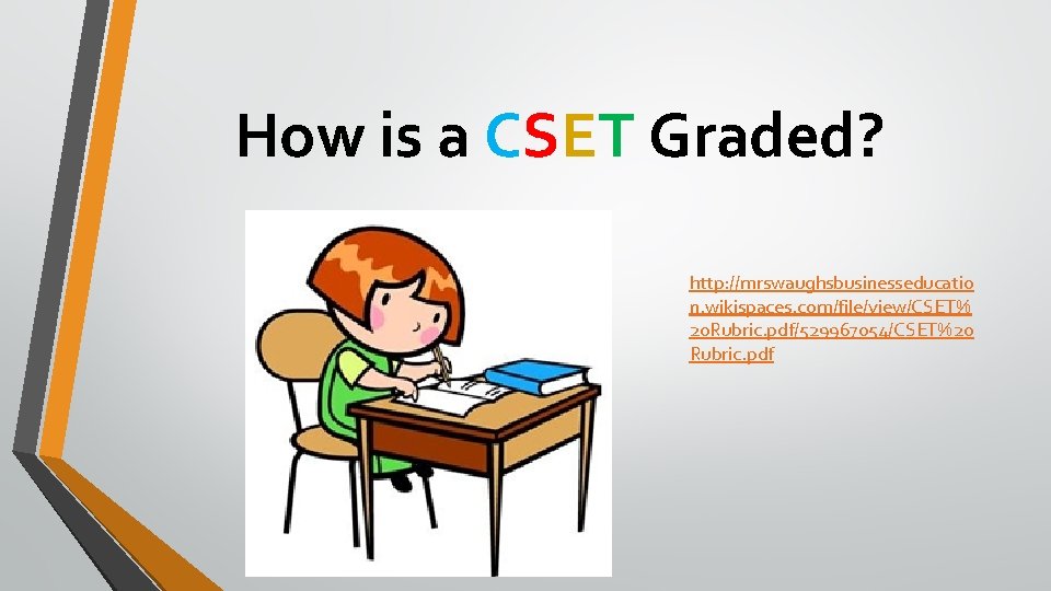 How is a CSET Graded? http: //mrswaughsbusinesseducatio n. wikispaces. com/file/view/CSET% 20 Rubric. pdf/529967054/CSET%20 Rubric.
