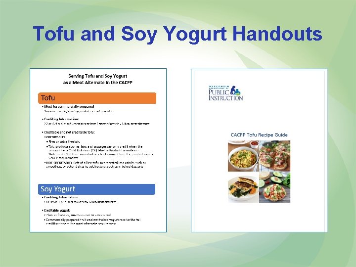 Tofu and Soy Yogurt Handouts 