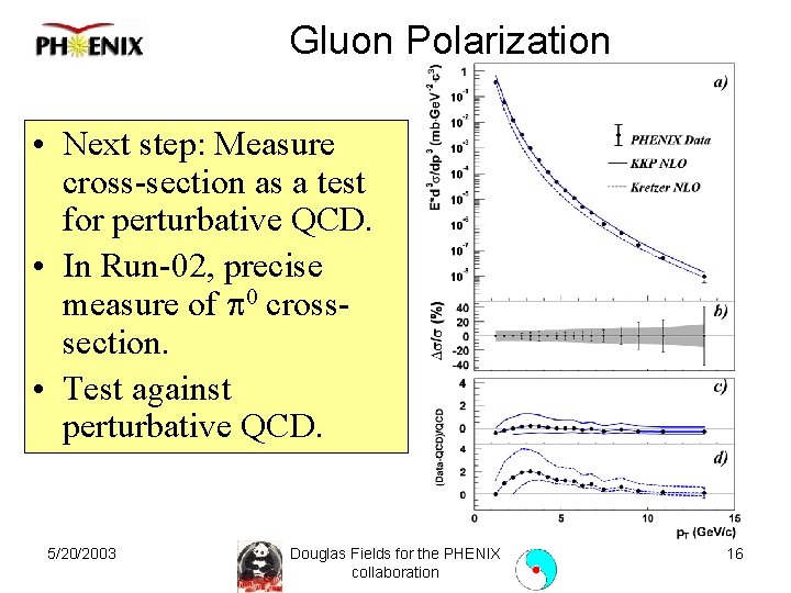 Gluon Polarization • Next step: Measure cross-section as a test for perturbative QCD. •