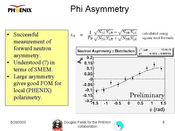 Phi Asymmetry • Successful measurement of forward neutron asymmetry. • Understood (? ) in