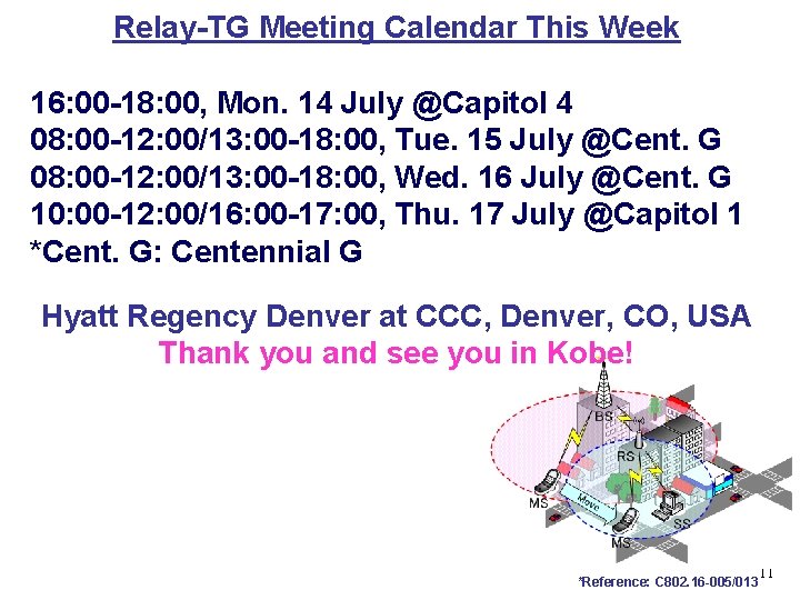 Relay-TG Meeting Calendar This Week 16: 00 -18: 00, Mon. 14 July @Capitol 4