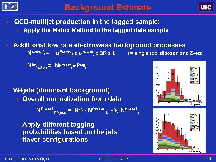 Background Estimate § QCD-multijet production in the tagged sample: § § Apply the Matrix