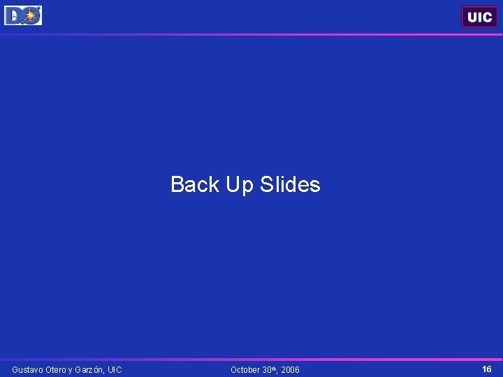 Back Up Slides Gustavo Otero y Garzón, UIC October 30 th, 2006 16 