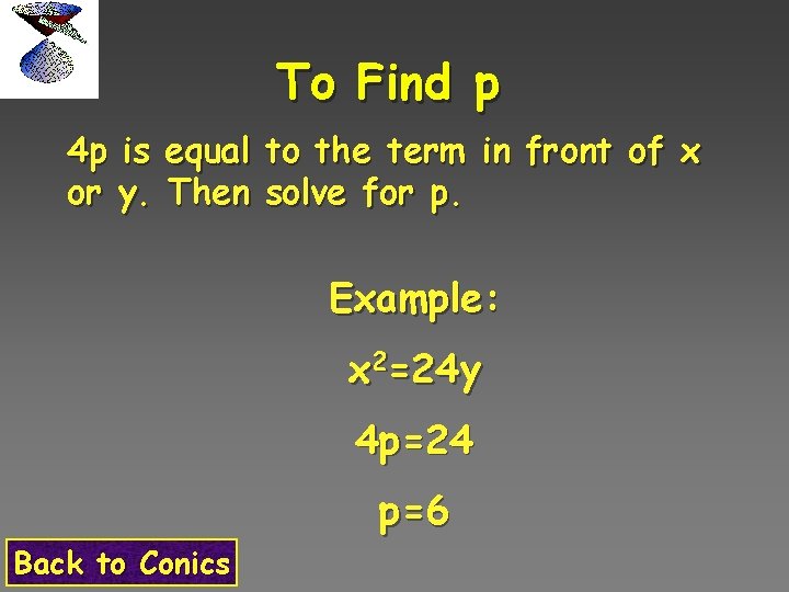 To Find p 4 p is equal to the term in front of x