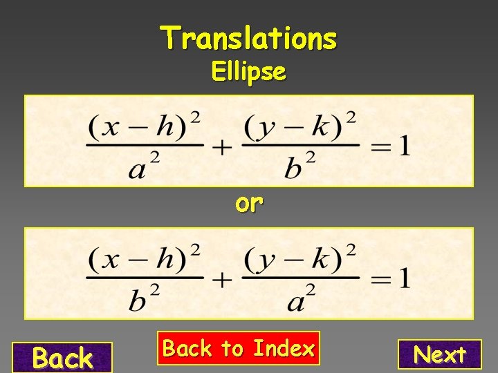 Translations Ellipse or Back to Index Next 