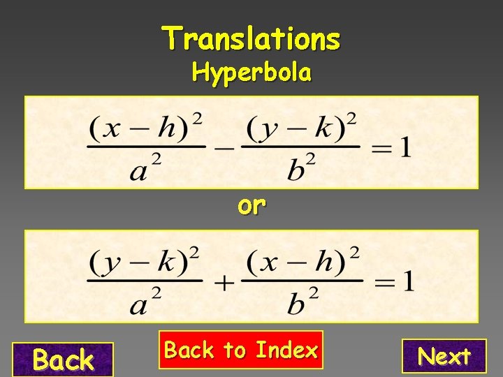 Translations Hyperbola or Back to Index Next 