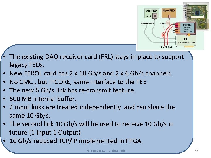  • The existing DAQ receiver card (FRL) stays in place to support legacy
