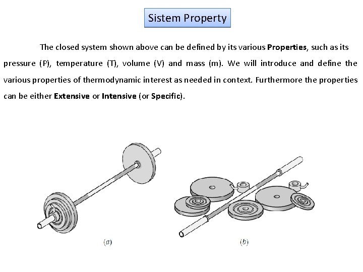 Sistem Property The closed system shown above can be defined by its various Properties,