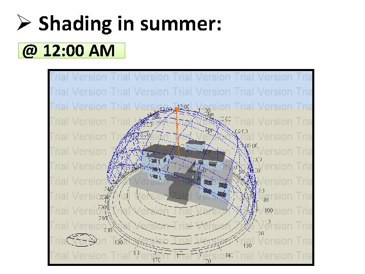 Ø Shading in summer: @ 12: 00 AM 