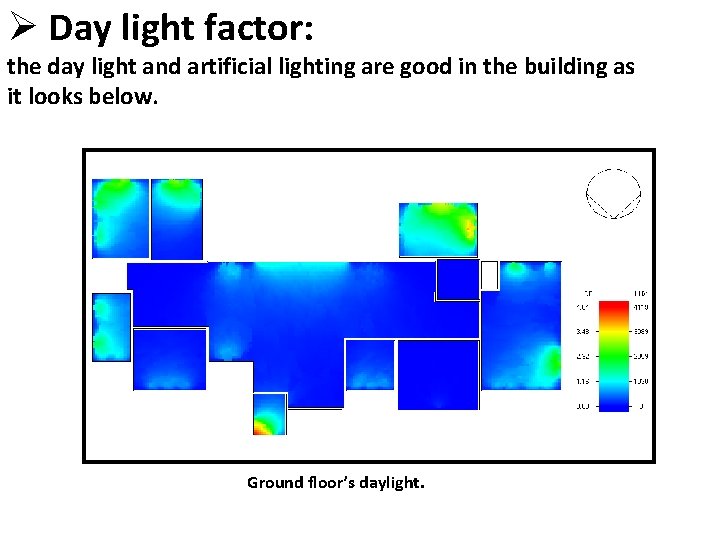 Ø Day light factor: the day light and artificial lighting are good in the