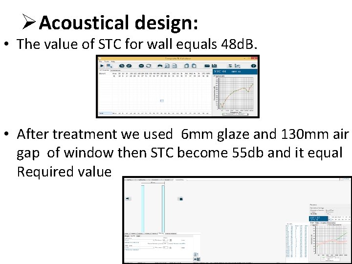 ØAcoustical design: • The value of STC for wall equals 48 d. B. •