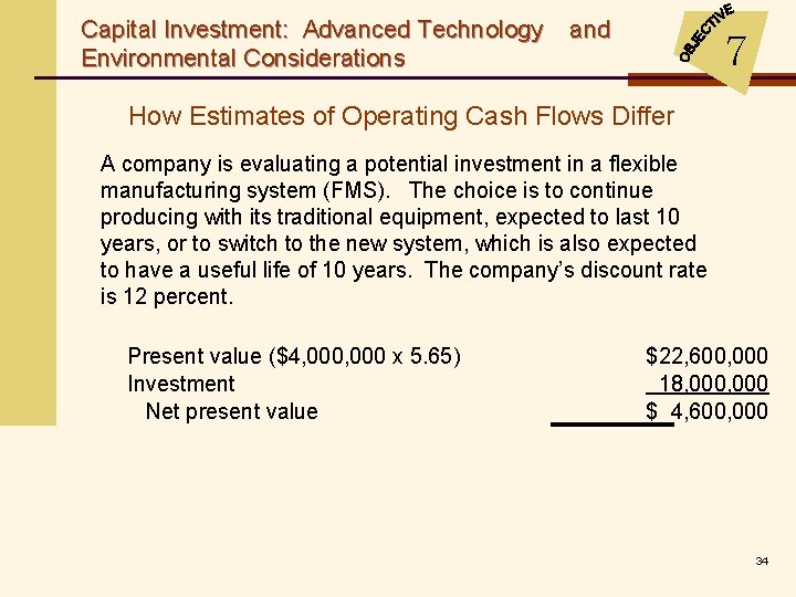 Capital Investment: Advanced Technology Environmental Considerations and 7 How Estimates of Operating Cash Flows