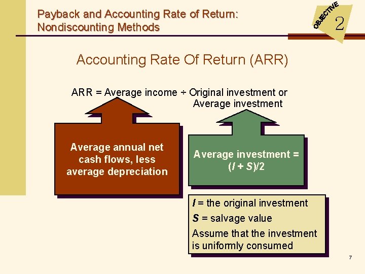 Payback and Accounting Rate of Return: Nondiscounting Methods 2 Accounting Rate Of Return (ARR)