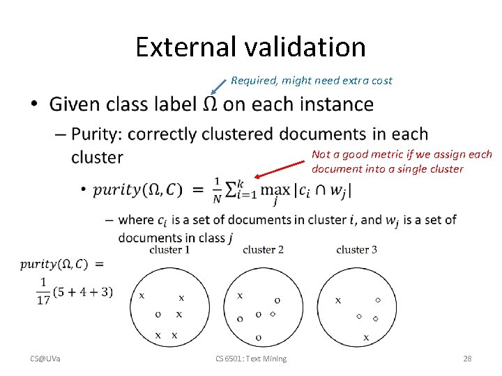 External validation Required, might need extra cost • Not a good metric if we External validation Required, might need extra cost • Not a good metric if we