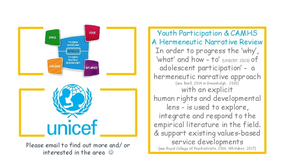 Youth Participation & CAMHS A Hermeneutic Narrative Review In order to progress the ‘why’,