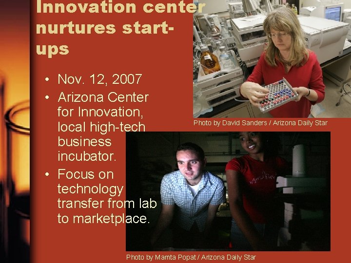 The Business of Science Reporting for the Arizona