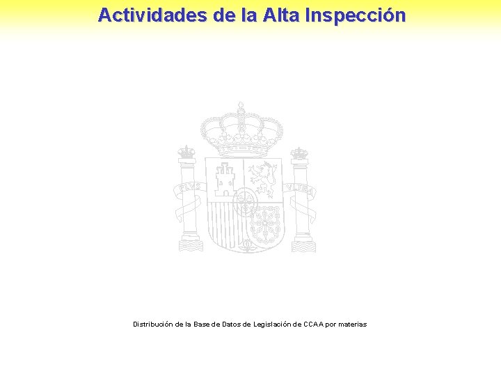 Actividades de la Alta Inspección Distribución de la Base de Datos de Legislación de