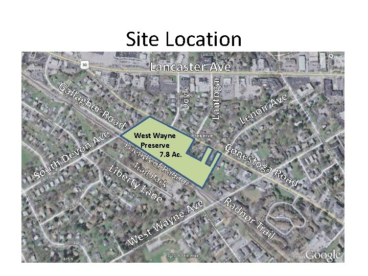 Site Location West Wayne Preserve 7. 8 Ac. 