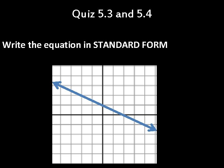 Quiz 5. 3 and 5. 4 Write the equation in STANDARD FORM 