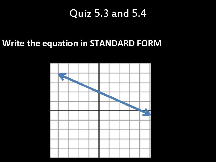 Quiz 5. 3 and 5. 4 Write the equation in STANDARD FORM 