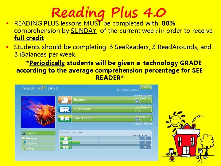 Reading Plus 4. 0 • READING PLUS lessons MUST be completed with 80% comprehension