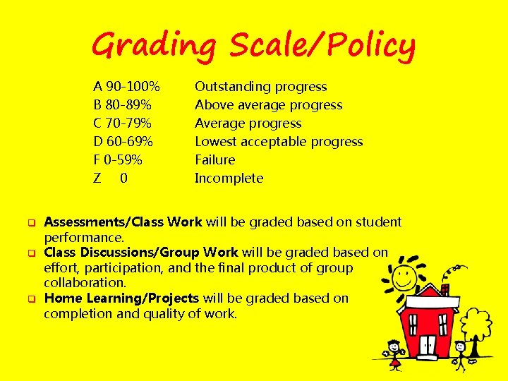 Grading Scale/Policy A 90 -100% B 80 -89% C 70 -79% D 60 -69%