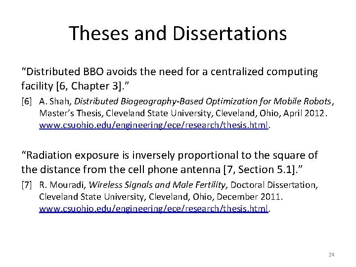 Theses and Dissertations “Distributed BBO avoids the need for a centralized computing facility [6,