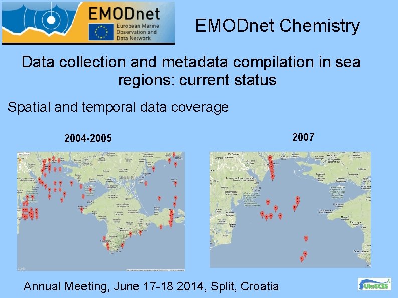 EMODnet Chemistry Data collection and metadata compilation in sea regions: current status Spatial and