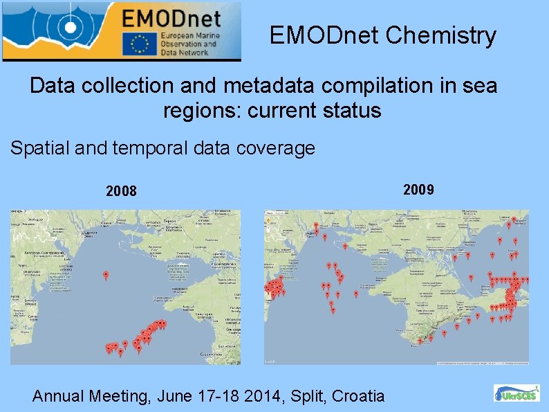 EMODnet Chemistry Data collection and metadata compilation in sea regions: current status Spatial and