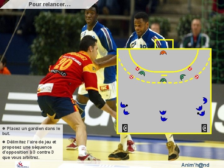 Pour relancer… l Placez un gardien dans le but. l Délimitez l’aire de jeu