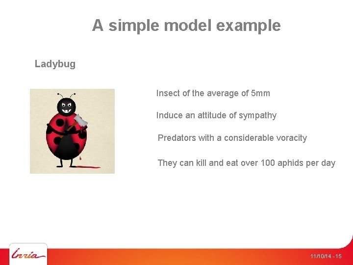 A simple model example Ladybug Insect of the average of 5 mm Induce an