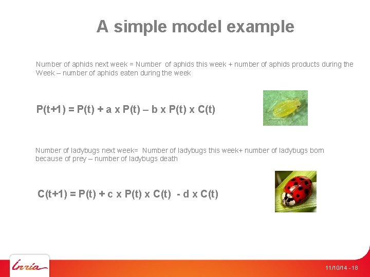 A simple model example Number of aphids next week = Number of aphids this